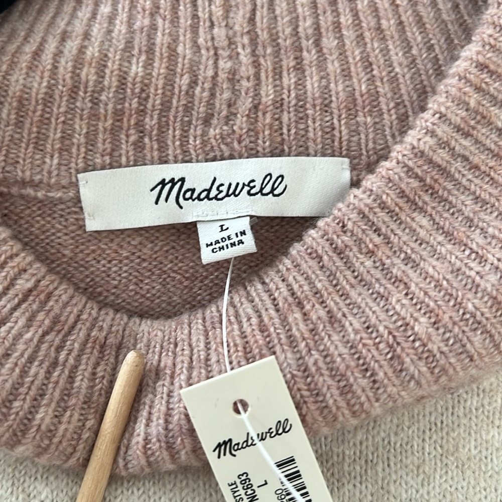 Madewell Redmond Mockneck Pocket Sweater in Colorblock Sz L - Picture 6 of 9